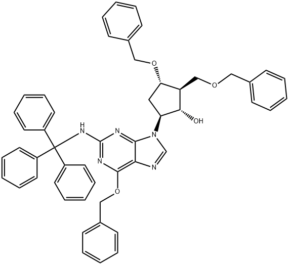 (1S,2S,3S,5S)-3-bensyloxi-2-bensyloximetyl-5-[6-bensyloxi-2-(trityl-amino)-purin-9-yl]-cyklopentanol