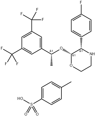 (2R,3S)-2-[(lR)-1-[3,5-bis(trifluormetyl)fenyl]etoxi]-3-(4-fluorfenyl)morfolin 4-metylbensensulfonat