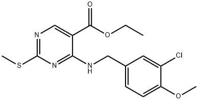 (5-PyriMidinkarboxylsyra, 4-[[(3-klor-4-metoxifenyl)metyl]aMino]-2-(metyltio)-,etylester)
