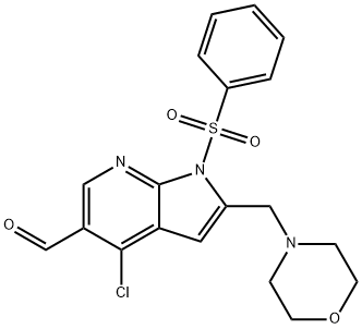 lH-pyrrolo[2,3-b]pyridin-5-karboxaldehyd, 4-klor-2-(4-morfolinylmetyl)-1-(fenylsulfonyl)-