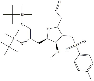 2-((2S,3S,4R,5R)-5-((S)-2,3-bis(tert-butyldimetylsilyloxi)propyl)-4-metoxi-3-(tosylmetyl)tetrahydrofuran-2-yl)acetaldehyd