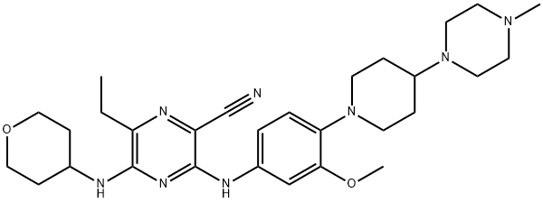 2-pyrazinkarbonitril, 6-etyl-3-[[3-metoxi-4-[4-(4-metyl-1-piperazinyl)-1-piperidinyl]fenyl]amino]-5-[(tetrahydro-2H-pyran- 4-yl)amino]-