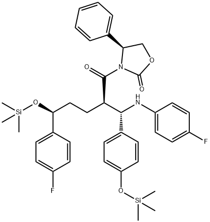 3-[(2R,5S)-5-(4-fluorfenyl)-2-[(S)-[(4-fluorfenyl(amino)]][4-[trimetylsilyl]-oxi]fenyl]metyl]-1- oxo-5-[(trimetylsily)-oxi]pentyl]-4-fenyl-(4S)-2-oxazolidinon