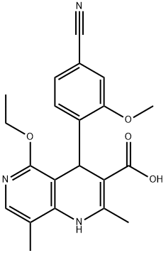 4-(4-cyano-2-metoxifenyl)-5-etoxi-2,8-dimetyl-1,4-dihydro-1,6-naftyridin-3-karboxylsyra