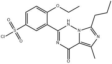 4-etoxi-3-(5-metyl-4-oxo-7-propyl-3,4-dihydro-imidazo[5,1-f][1,2,4]-triazin-2-yl)bensen-sulfonyl Klorid