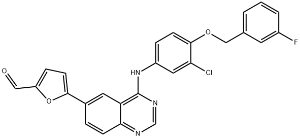 5-[4-((3-klor-4-((3-fluorbensyl)oxi)fenyl)amino)kinazolin-6-yl]-2-furaldehyd