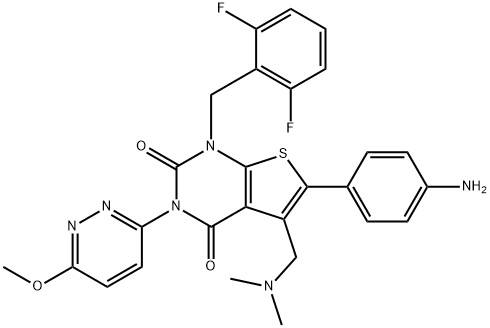 6-(4-aminofenyl)-1-(2,6-difluorbensyl)-5-((dimetylamino)metyl)-3-(6-metoxipyridazin-3-yl)tieno[2,3-d]pyrimidin-2, 4(IH,3H)-dion