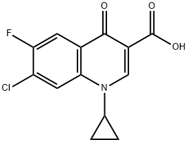 7-klor-1-cyklopropyl-6-fluor-1,4-dihydro-4-oxokinolin-3-karboxylsyra