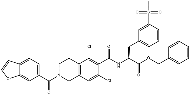 bensyl (S)-2-(2-(bensofuran-6-karbonyl)-5,7-diklor-1,2,3,4-tetrahydroisokinolin-6-karboxamido)-3-(3-(metylsulfonyl)fenyl)propanoat