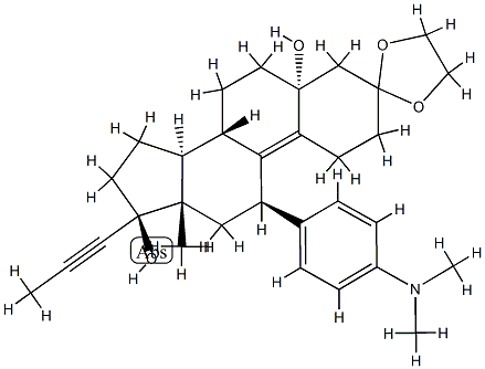 Estr-9-en-3-on, 11-[4-(dimetylamino)fenyl]-5,17-dihydroxi-17-(1-propynyl)-, cyklisk 1,2-etandiylacetal, (5a,11b,17b )-