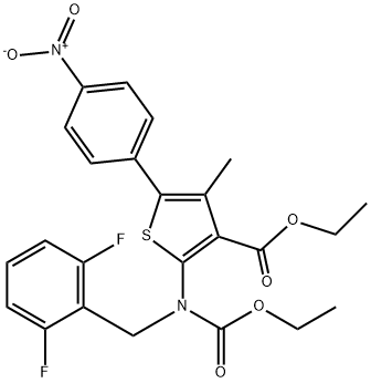 etyl-2-((2,6-difluorbensyl)(etoxikarbonyl)amino)-4-metyl-5-(4-nitrofenyl)tiofen-3-karboxylat