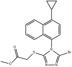 Metyl-2-(5-broMo-4-(4-cyklopropylnaftalen-1-yl)-4H-1,2,4-triazol-3-yltio)acetat