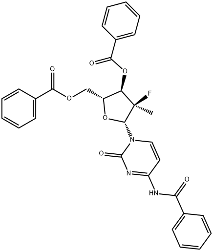 Metyl-, 3',5'-dibensoat, (2'R)cytidin, N-bensoyl-2'-deoxi-2'-fluoro-2'-