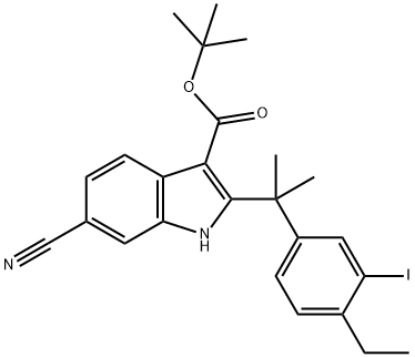 tert-butyl-6-cyano-2-(2-(4-etyl-3-jodfenyl)propan-2-yl)-1H-indol-3-karboxylat